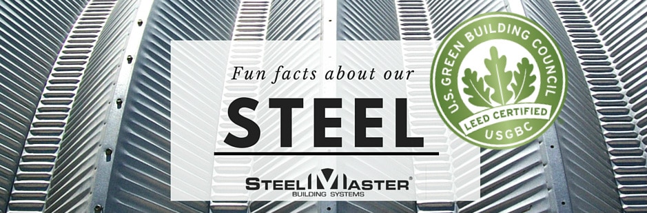 steel quonset hut arches with the words fun facts about recycled steel 