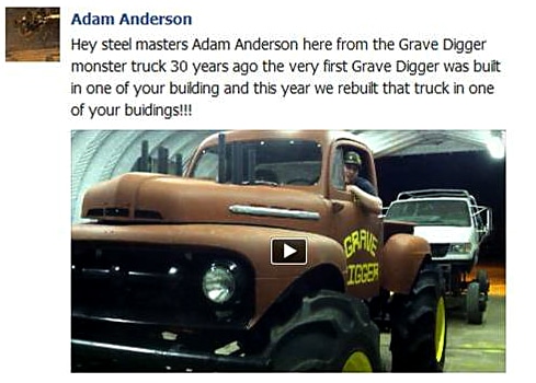 screenshot of facebook post about grave digger monster truck