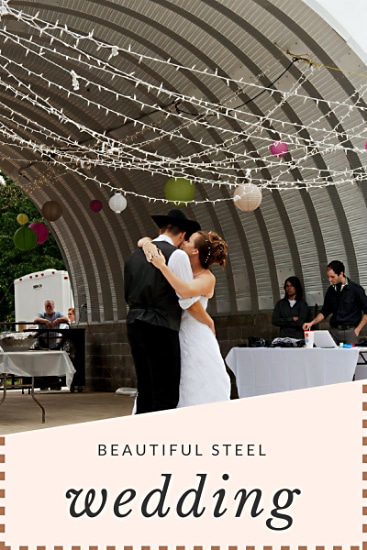 wedding under steel Quonset Hut