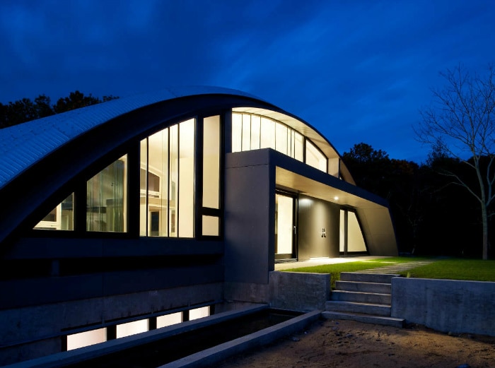 arch house with steel arch roof in New York