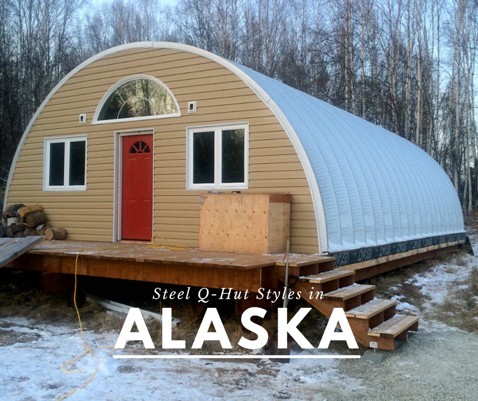 steel quonset hut building in ak with custom front wall