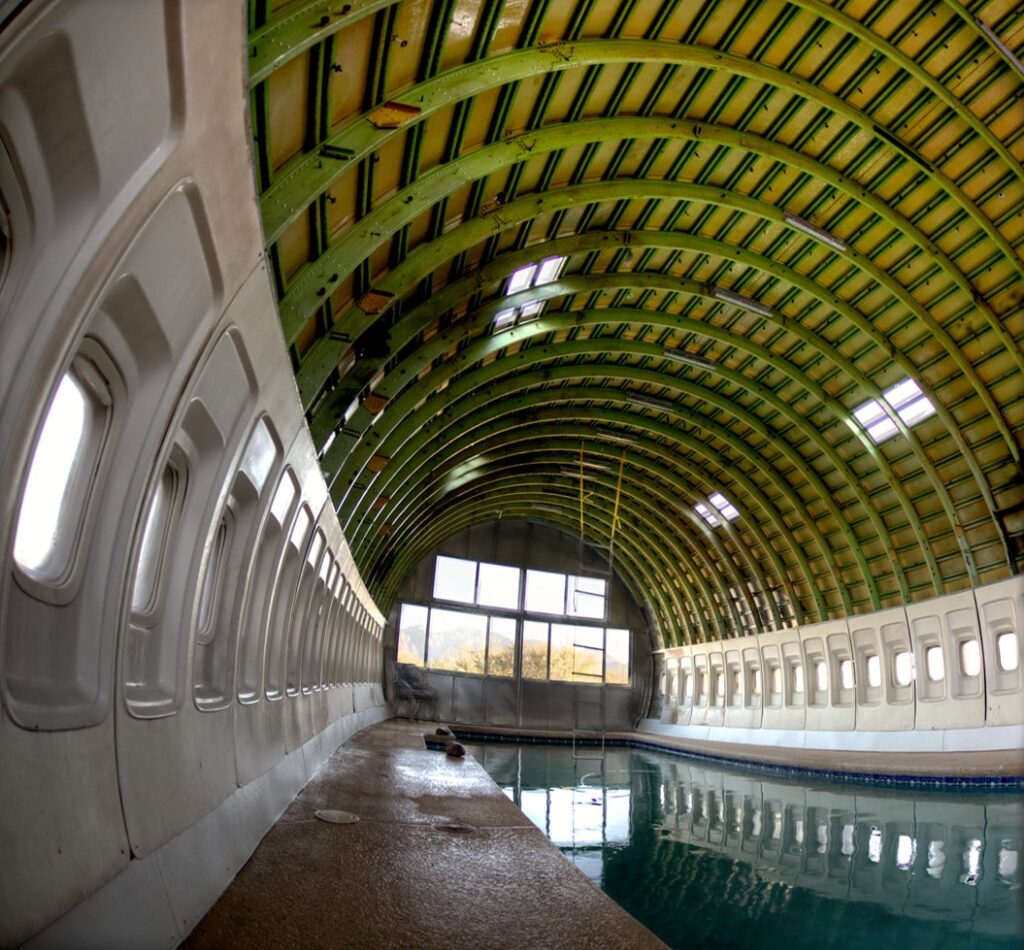 Quonset Hut interior of with pool in Arizona