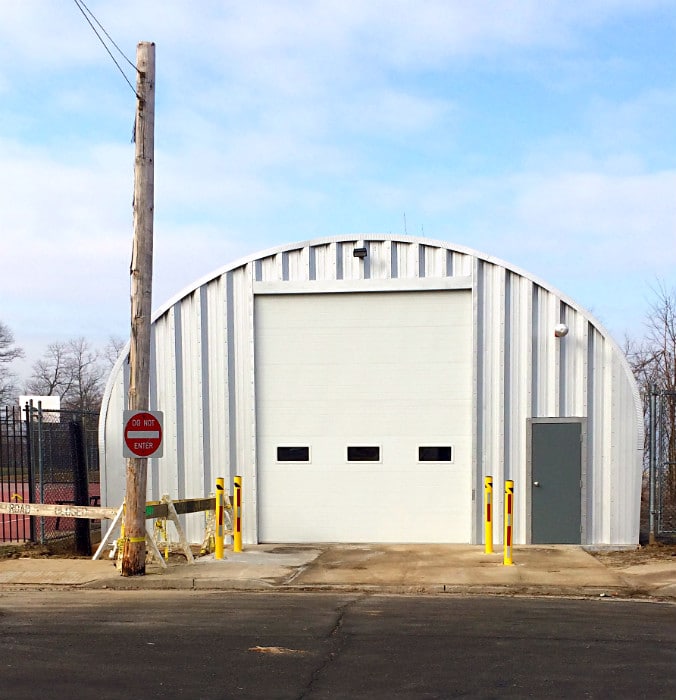 commercial storage building with large overhead door