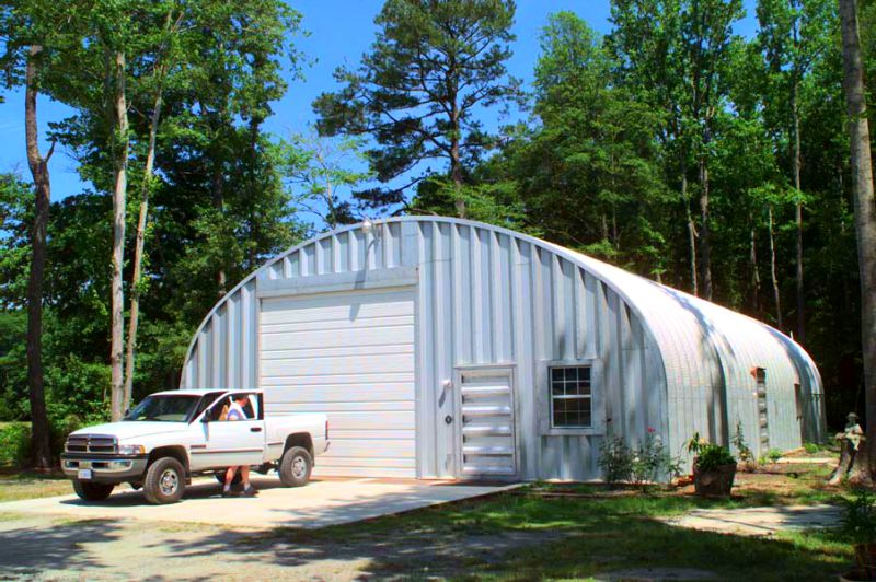 Steel Quonset Hut garage with steel endwalls