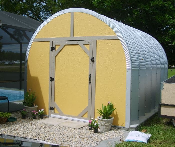 yellow backyard shed