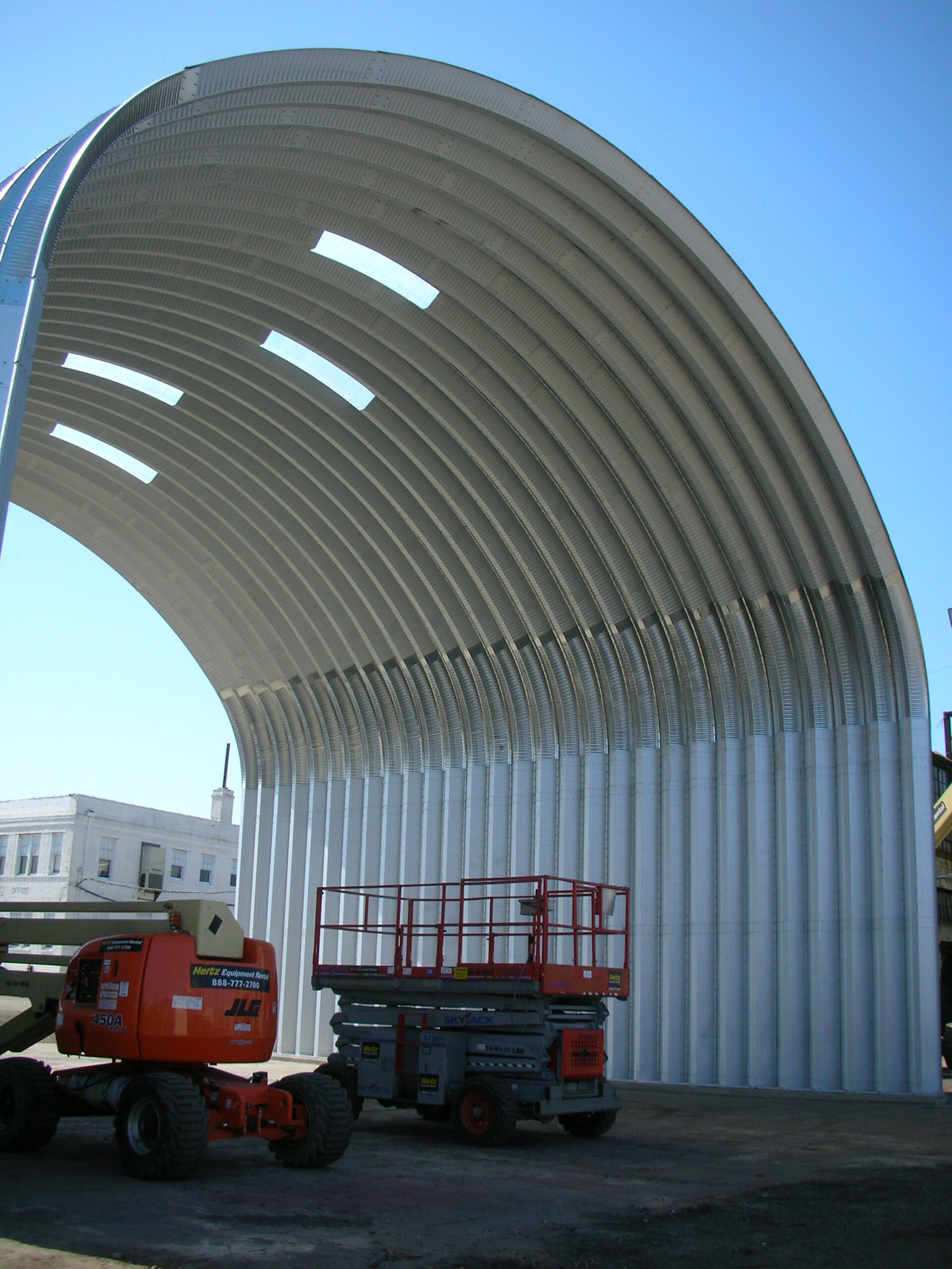 quonset hut with skylight mid construction