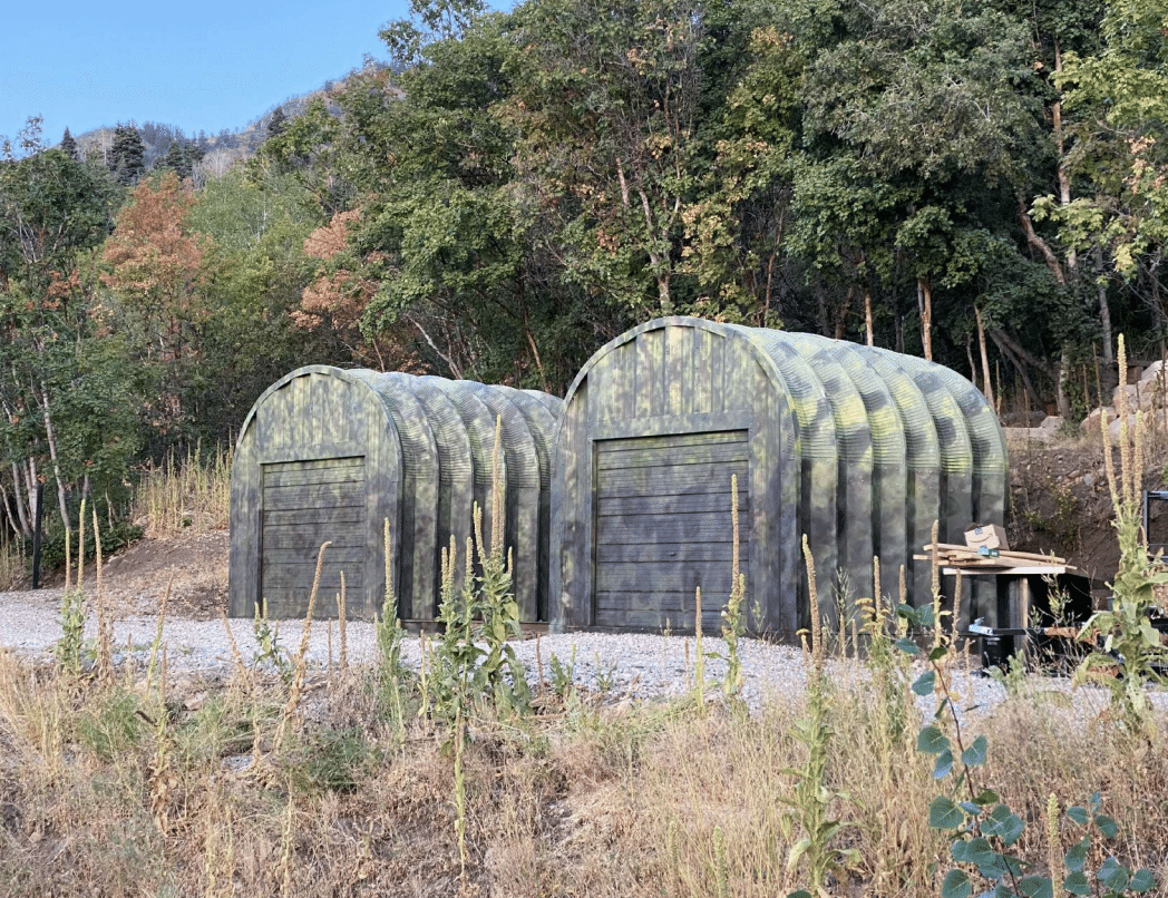 2 S-Model sheds painted camouflage 