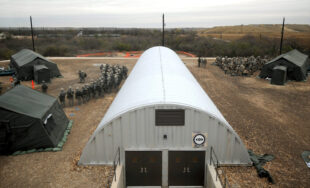 Quonset hut built into ground for military