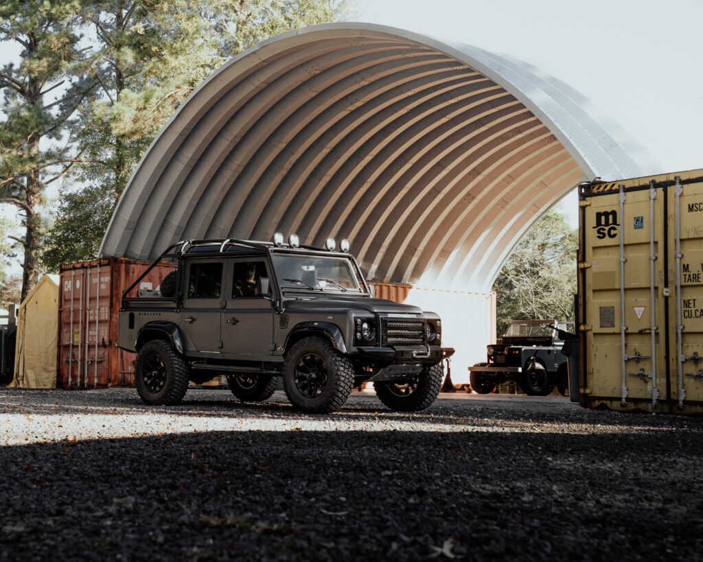 Container cover on freight containers, jeep underneath