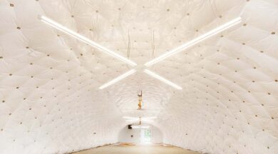 insulation and lighting inside of quonset building