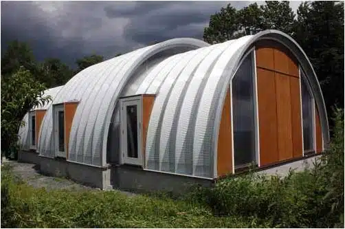 Q-Model Quonset hut with tall middle and custom wooden endwalls
