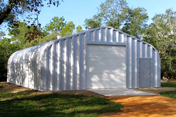 A-Model Quonset hut with steel end walls