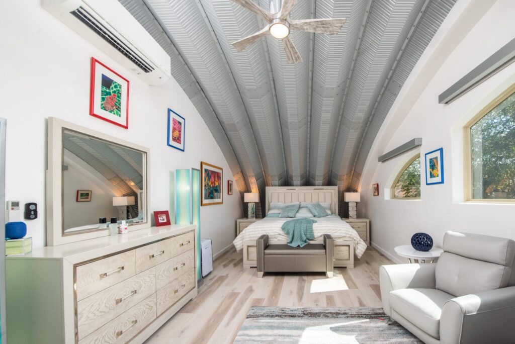 inside bedroom of quonset apartment