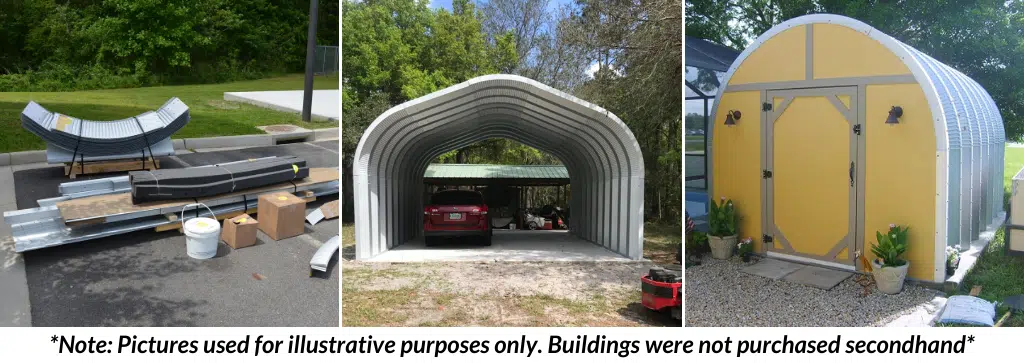 arches, carport. and yellow S-Model shed