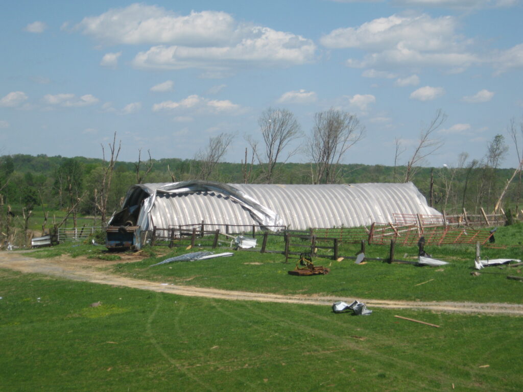 Quonset hut after tornado