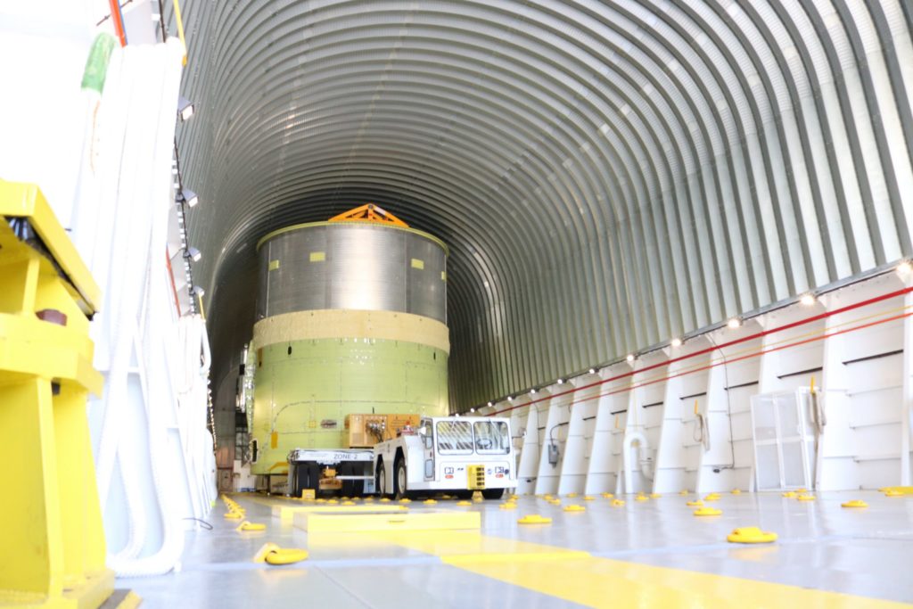 Inside of a NASA's Pegasus barge made from a Quonset hut.