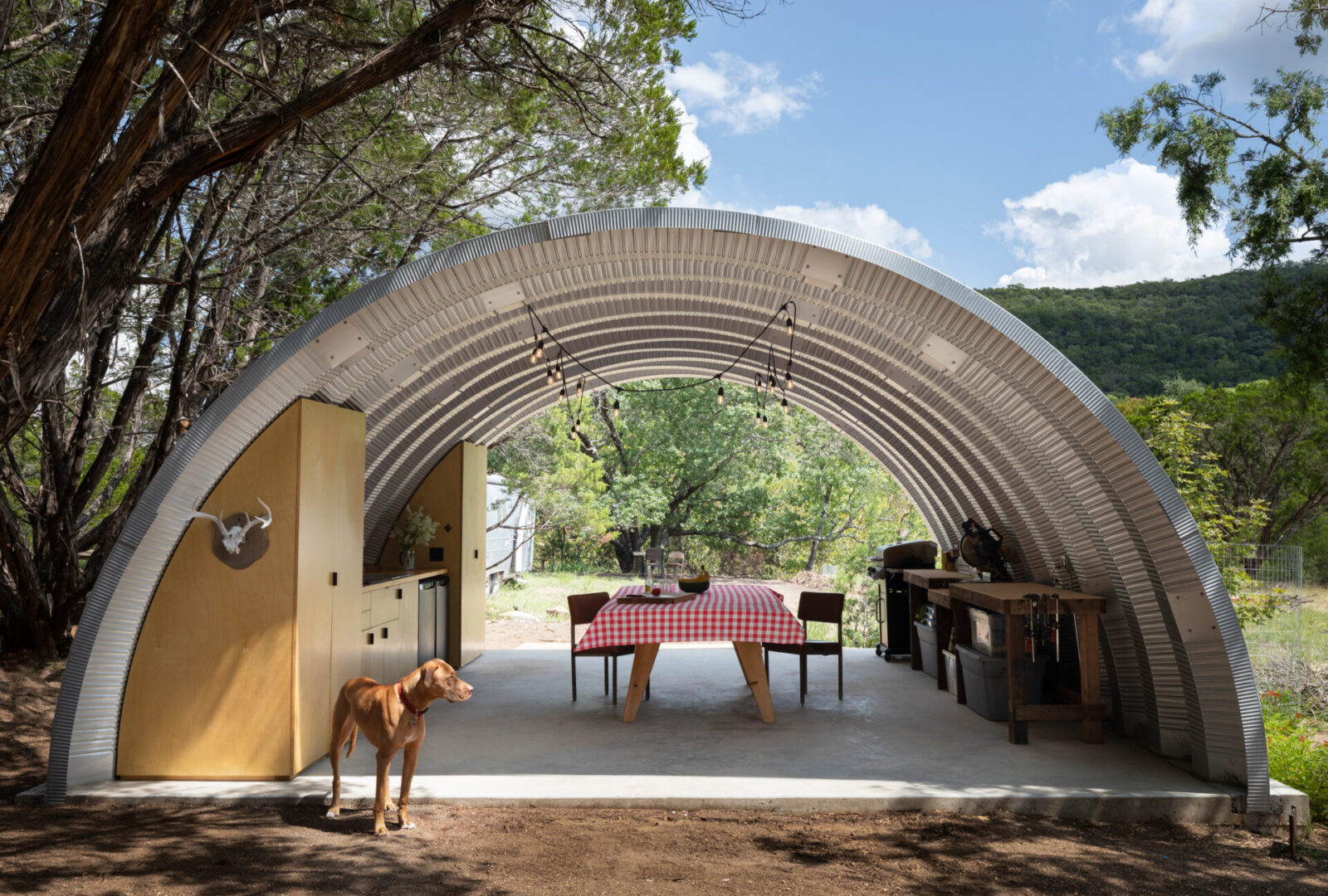 Q-Model pavilion in Medina, Texas